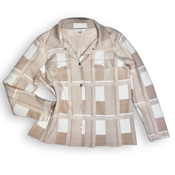 Sioni Sweaters - Sioni Knit Snap Front Cardigan Sweater Cream & White Size XL